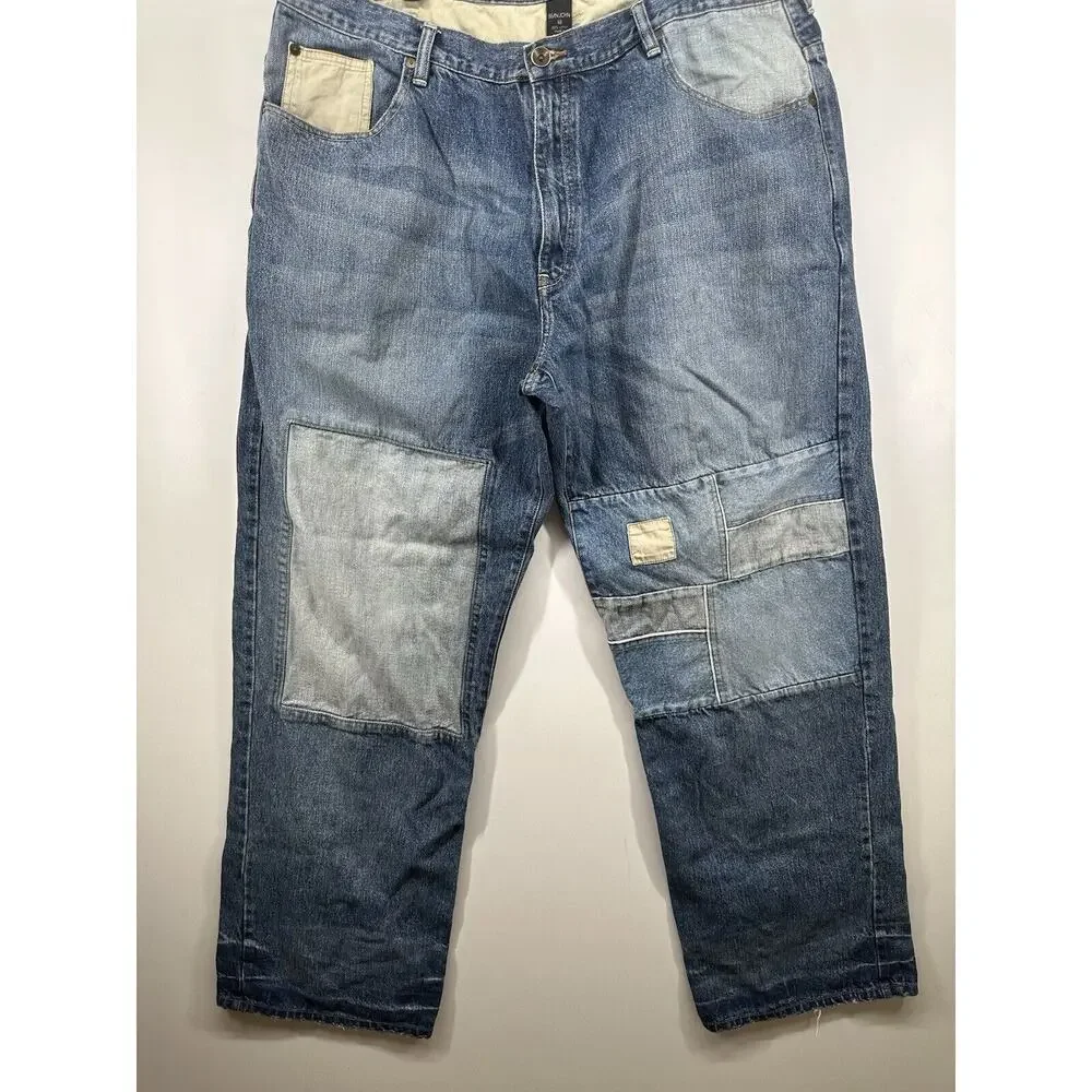 Sean John‎ Jeans Men's Sz 40 Blue White Patch Baggy Street Y2K Denim Vintage 90s